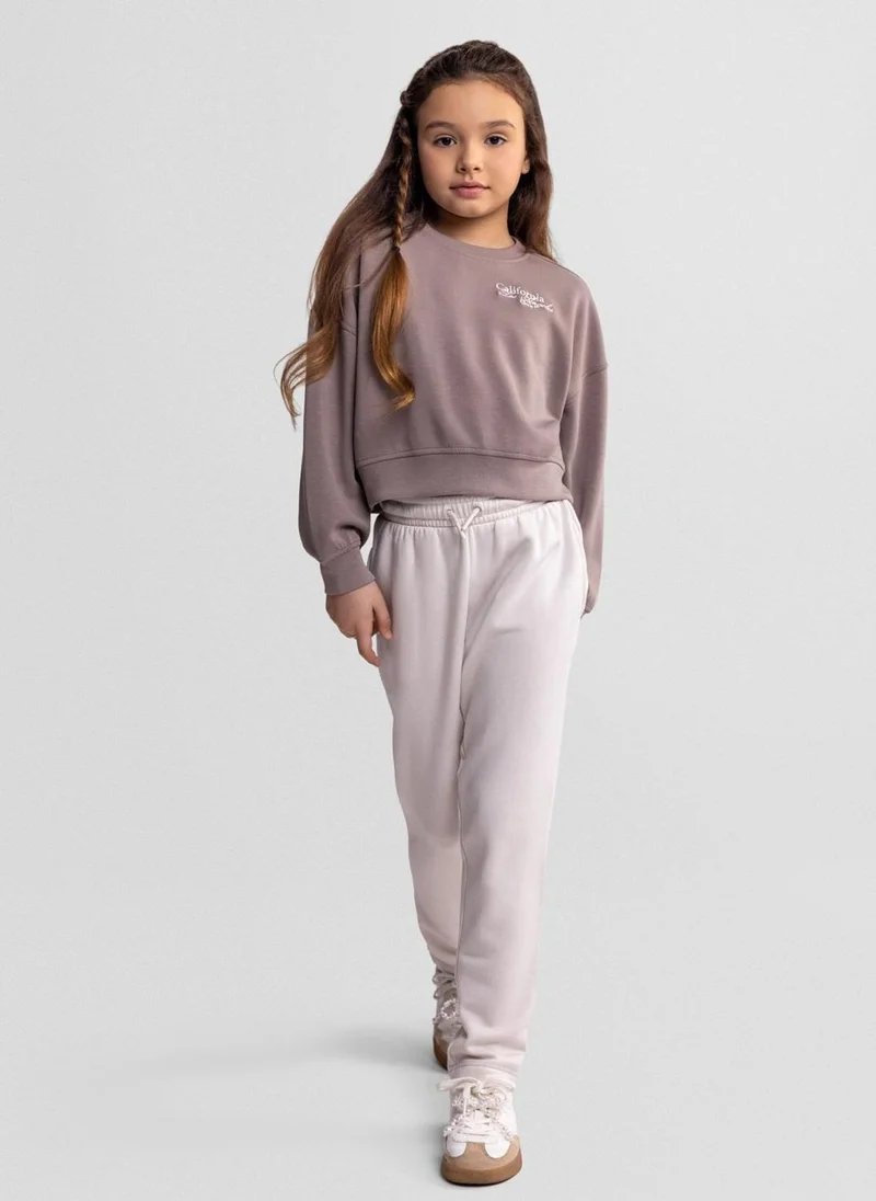 MINOTI Girls brown embroidered sweatshirt viscose blend